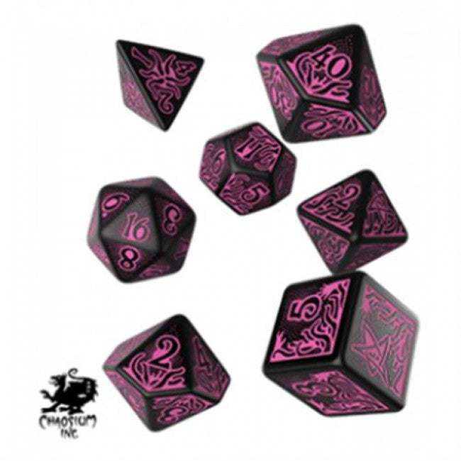SCTR3P - SET 7 DADI CALL OF CTHULHU 7TH EDITION BLACK/MAGENTA