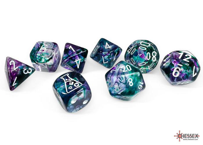 CHX 30068 - SET 7 DADI POLIEDRICI - NEBULA FLUORITE/WHITE (with bonus die)