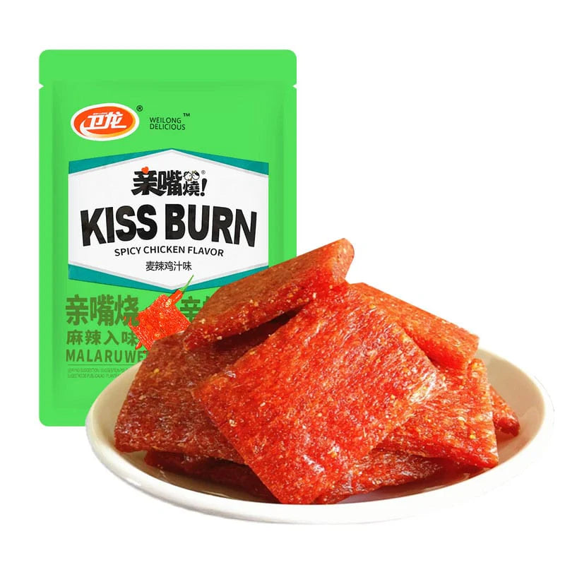 🔥 Kissburn Spicy Chicken Flavor  🍗 snack di frumento al sapore di pollo piccante in monoporzioni