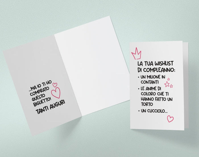 BIGLIETTO AUGURI - BA32 - WISHLIST DI COMPLEANNO