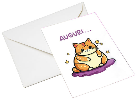 BIGLIETTO AUGURI - BA18 - KAWAII GATTONE