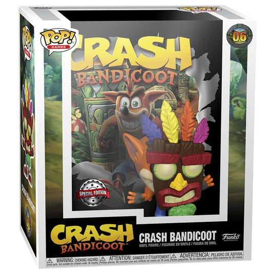 FALLATO Crash Bandicoot Funko POP! GAMES COVERS: Games Vinyl Figure 06 Crash Bandicoot with Aku Mask 9 cm - SPECIAL EDITION