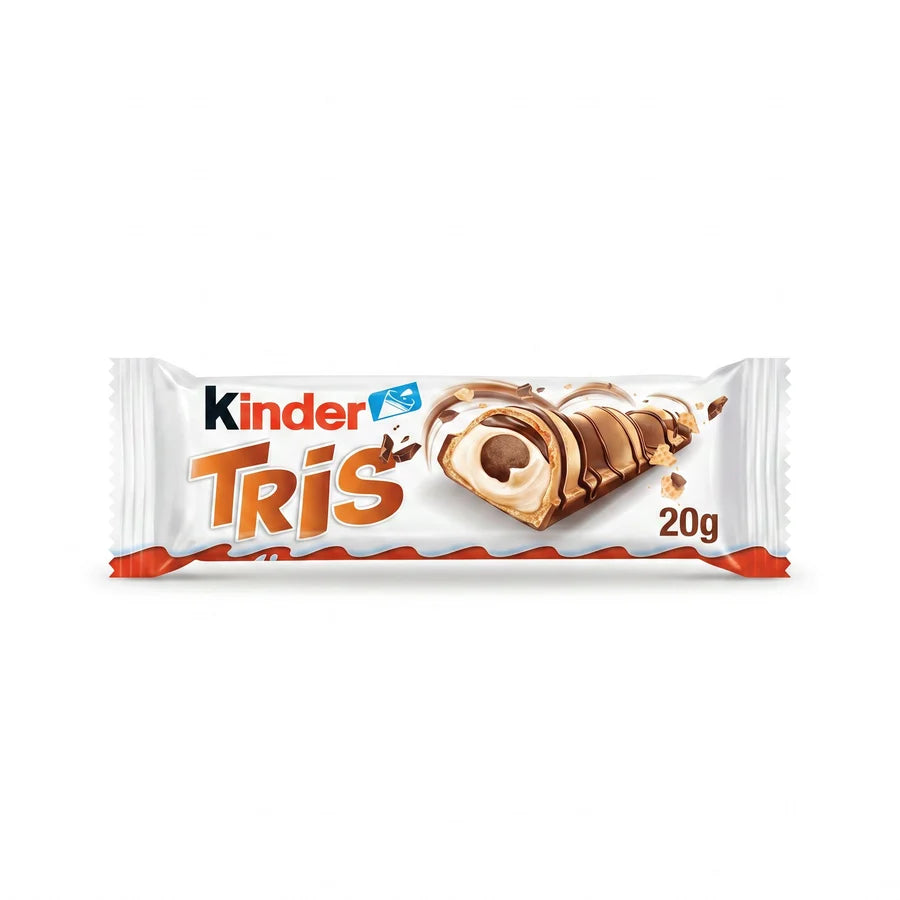 Kinder Tris - Wafer Crunchy con Crema al Latte e Topping al Cioccolato 20g