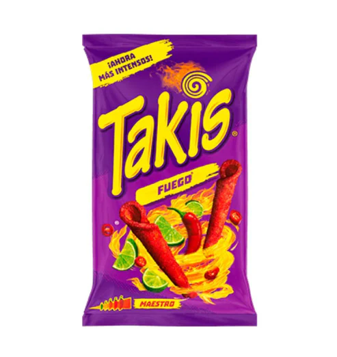 Takis Fuego, confezione di riccioli di tortillas al peperoncino piccante da 90g