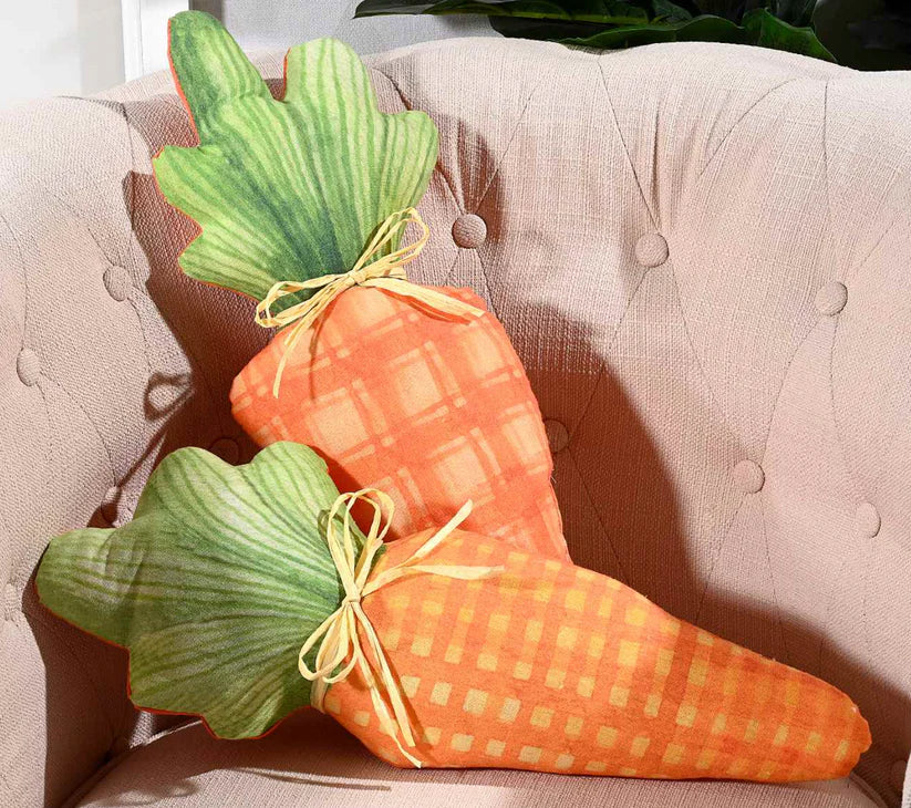CUSCINO a forma di CAROTA con fiocco in rafia