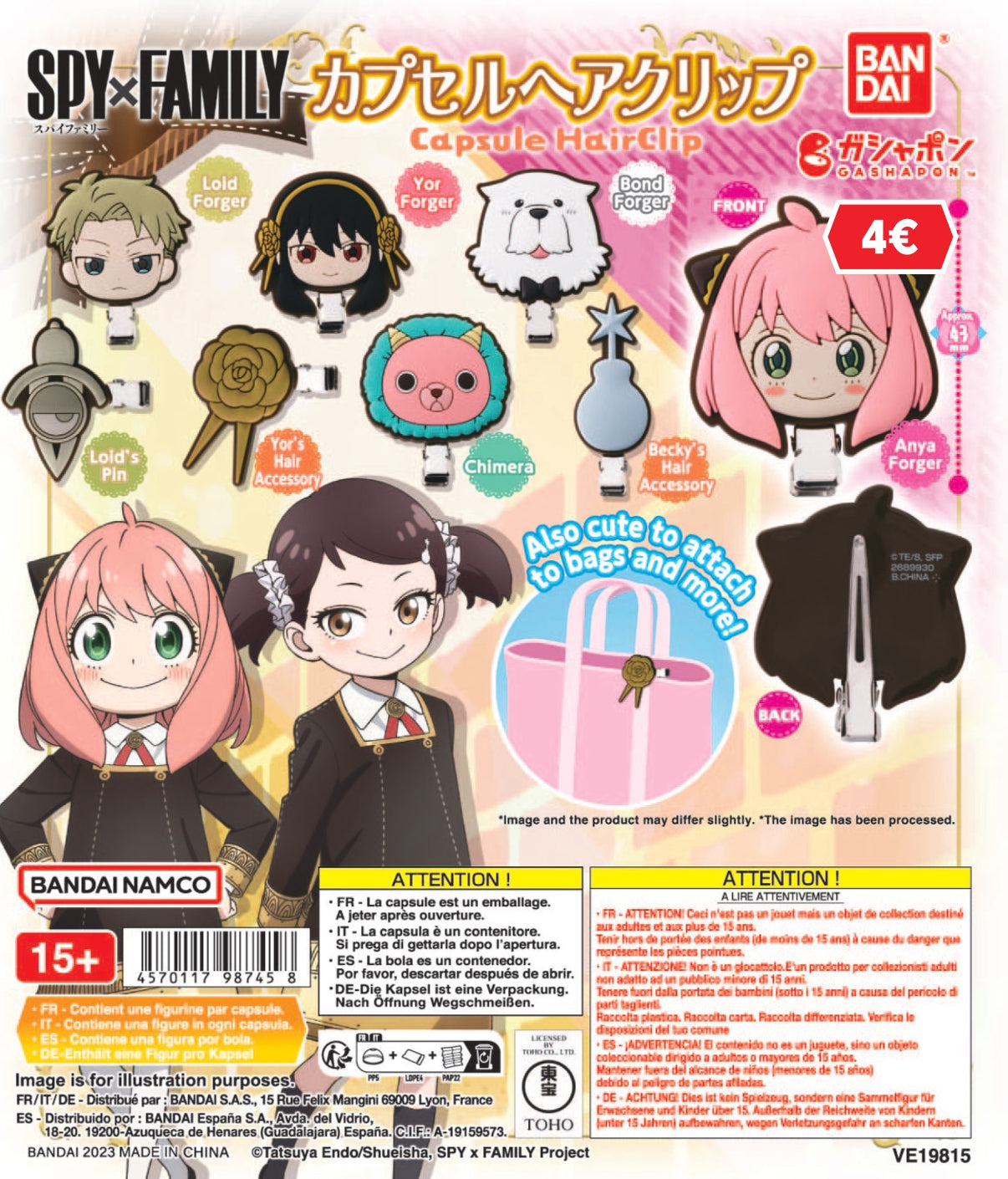 SPY X FAMILY - VE19815 GASHAPON CAPSULE HAIR CLIP - PACK 40 PZ