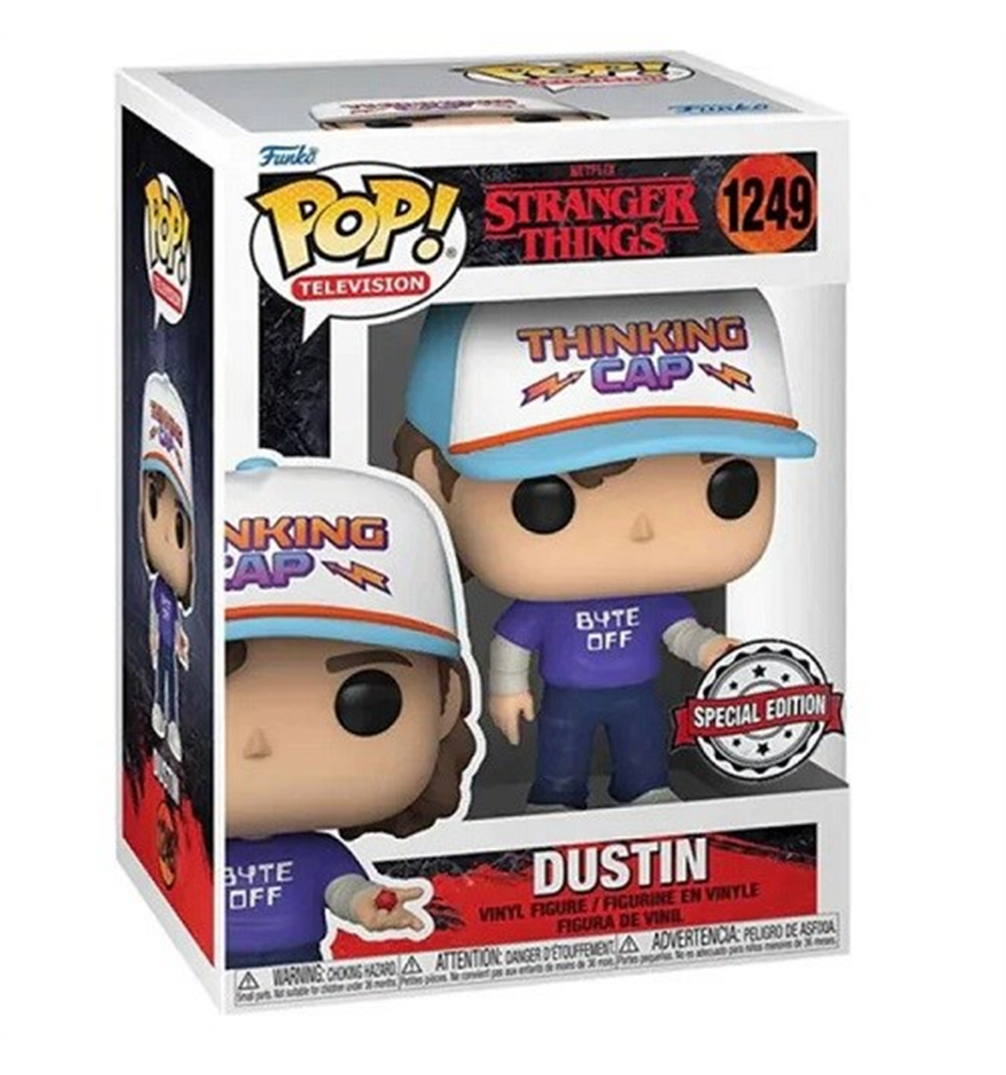 Stranger Things Funko POP! TV Vinyl Figure 1249 Dustin w/Byte Off Shirt 9 cm