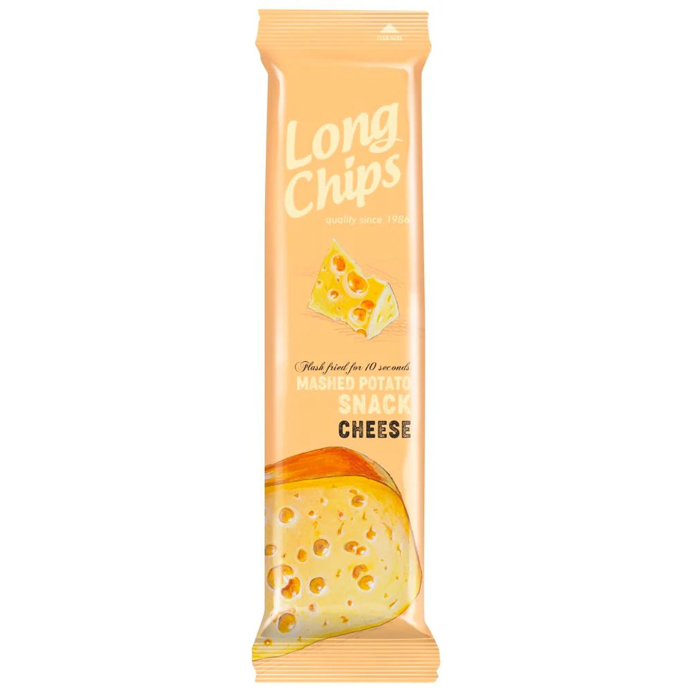 Long Chips Cheese, patatine lunghe al formaggio da 75g