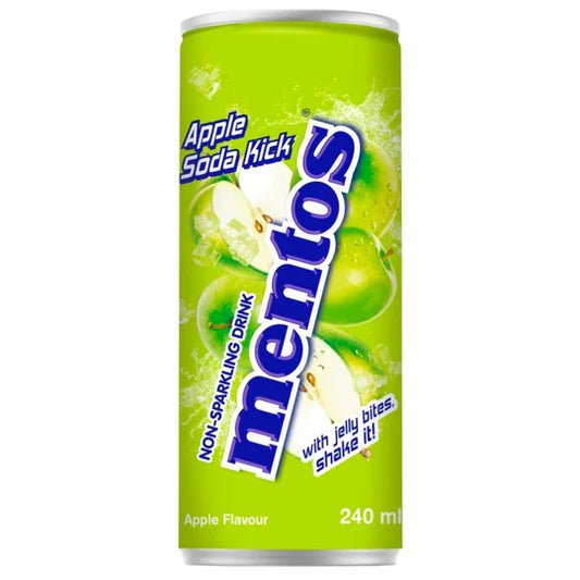 Mentos Apple Soda Kick, soft drink al gusto mela con pezzi di gelatina di cocco da 240ml