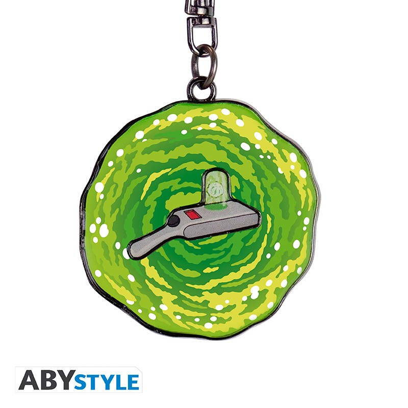 ABYKEY387 - RICK AND MORTY - PORTACHIAVI IN METALLO Moving Keychain Portal Gun