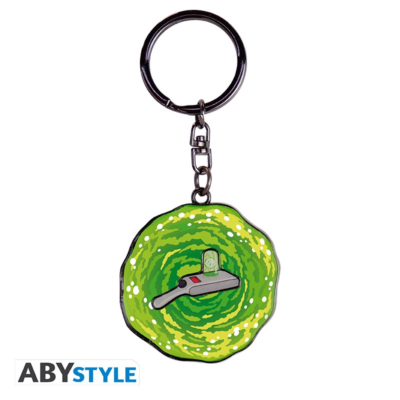 ABYKEY387 - RICK AND MORTY - PORTACHIAVI IN METALLO Moving Keychain Portal Gun