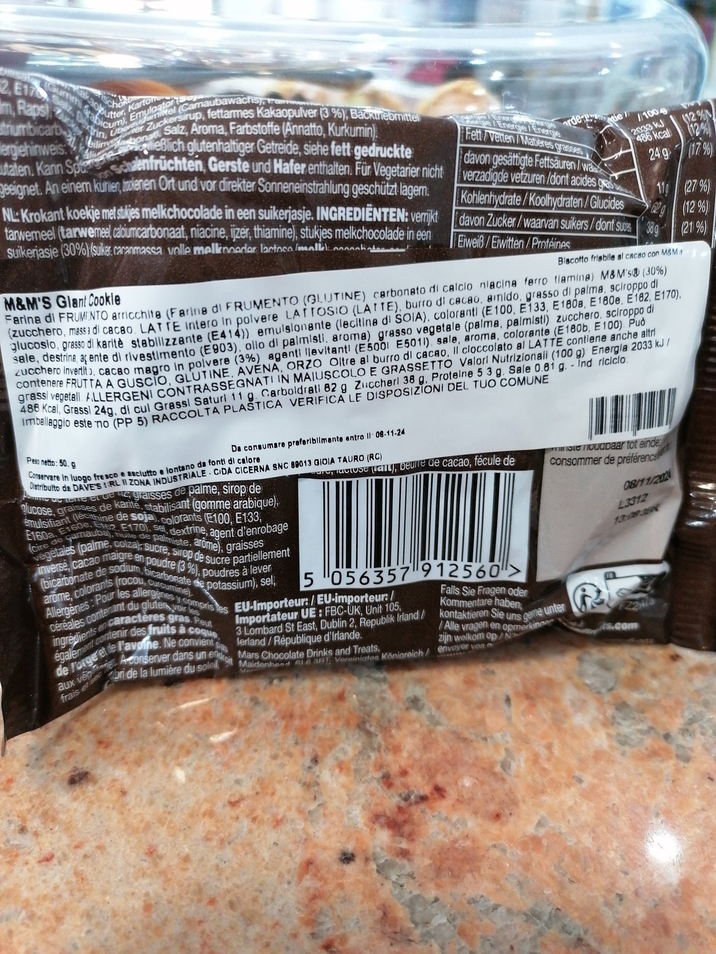 M&M'S Cookie Giant Double Chocolate 50 g Cookie Gigante - con doppia crema di cioccolata