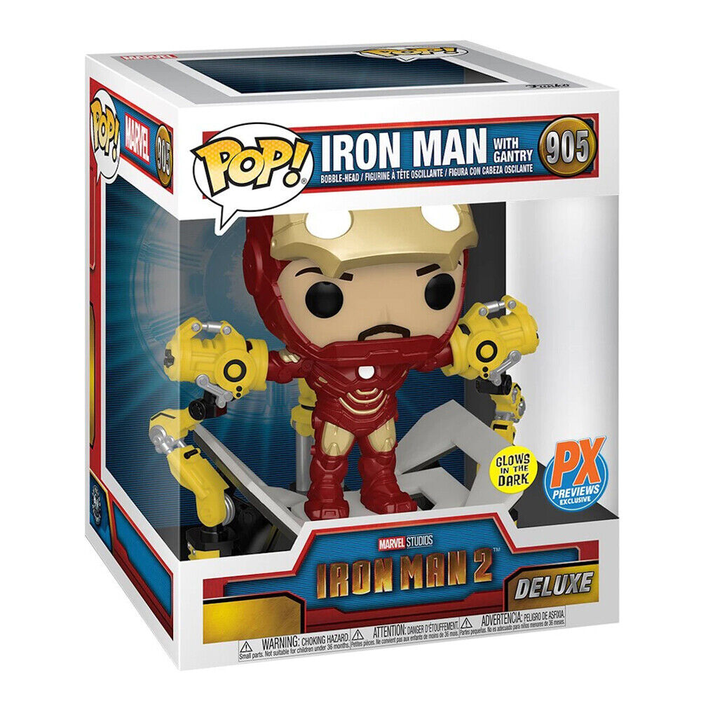 Iron Man 2 Funko POP! Movies Vinyl Figure 905 Iron man with gantry - GLOWS IN THE DARK - PX PREVIEWS EXCLUSIVE