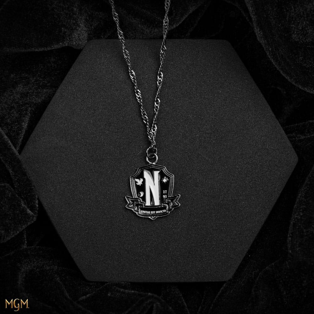 Wednesday Addams Mercoledì Collana Necklace with Pendant Nevermore Academy Black
