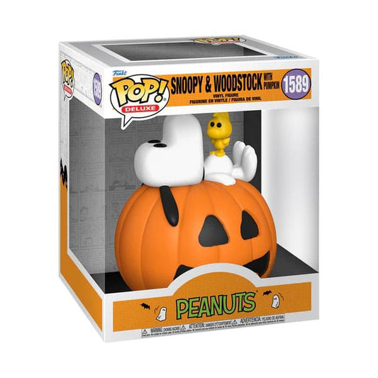 Peanuts Charlie Brown Funko POP! Deluxe Vinyl Figure Snoopy & Woodstock with Pumpkin 9 cm