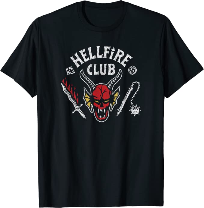 STRANGER THINGS - T-SHIRT - HELLFIRE CLUB LOGO BLACK L