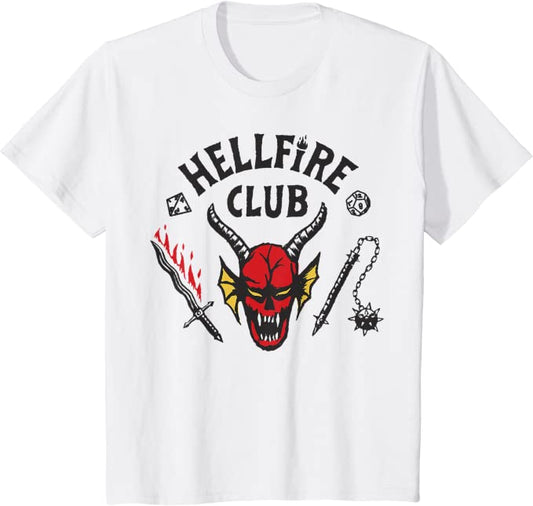 STRANGER THINGS - T-SHIRT - HELLFIRE CLUB LOGO WHITE L