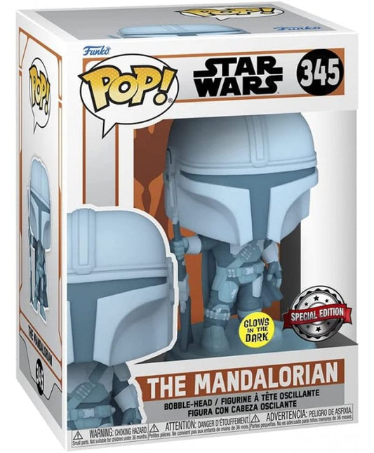Star Wars The Mandalorian Funko POP! Vinyl Figure 345 The Mandalorian 9CM - Special Edition GLOWS IN THE DARK