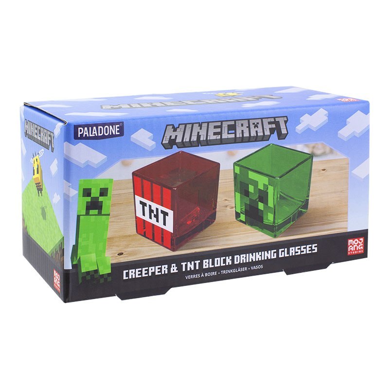 MINECRAFT CREEPER & TNT SET BICCHIERI IN VETRO