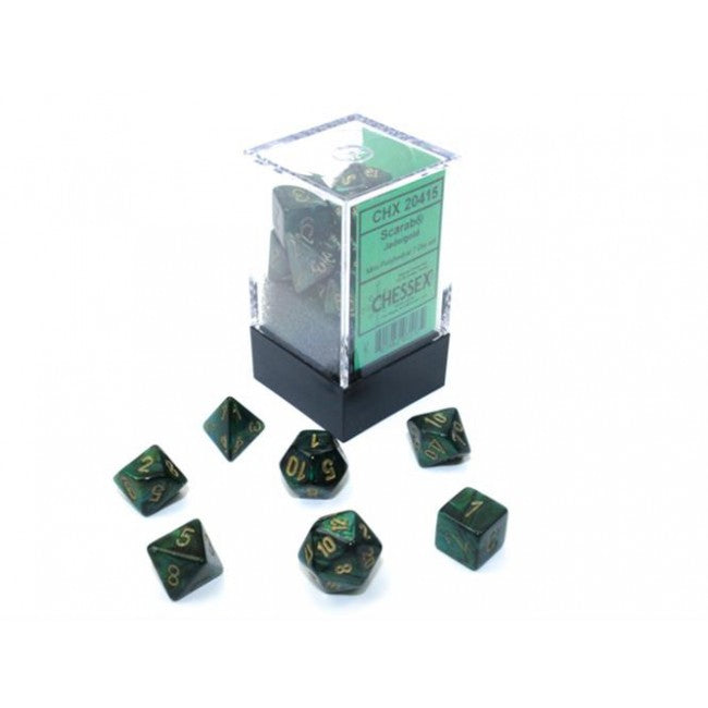 CHX 20415 - SET 7 DADI POLIEDRICI MINI - SCARAB JADE/GOLD