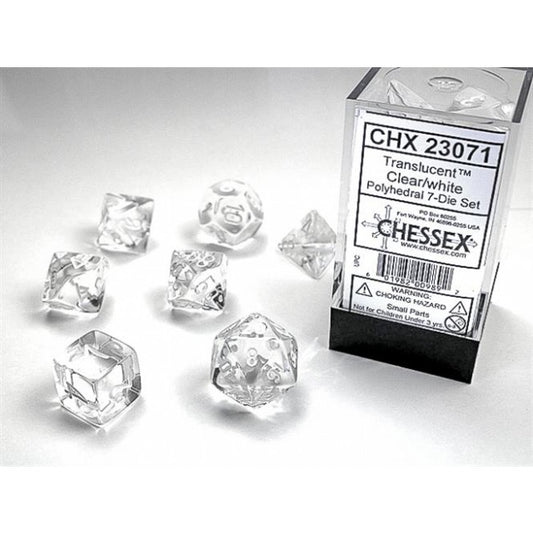 CHX 23071 - SET 7 DADI POLIEDRICI - CLEAR/WHITE