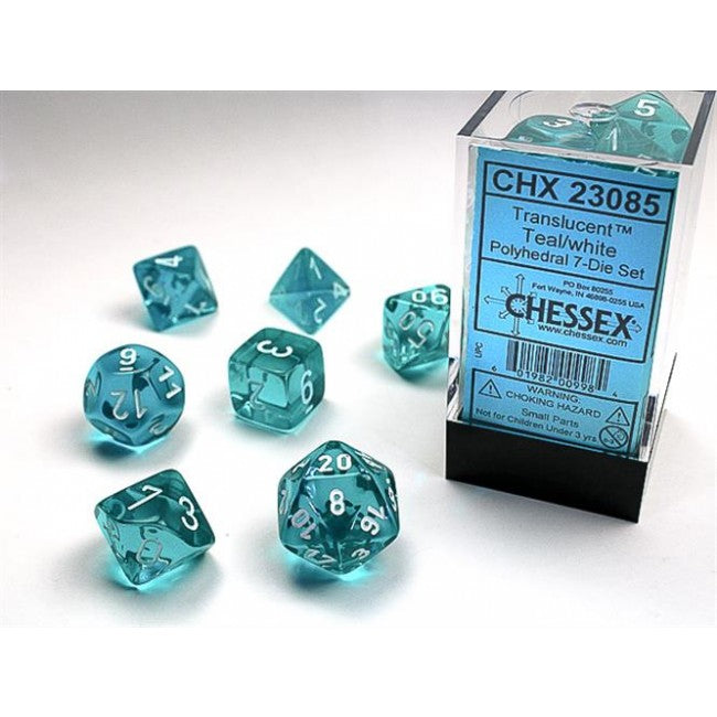 CHX 23085 - SET 7 DADI POLIEDRICI - TEAL/WHITE
