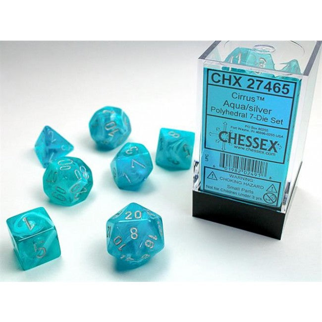 CHX 27465 - SET 7 DADI POLIEDRICI - CIRRUS AQUA W/SILVER