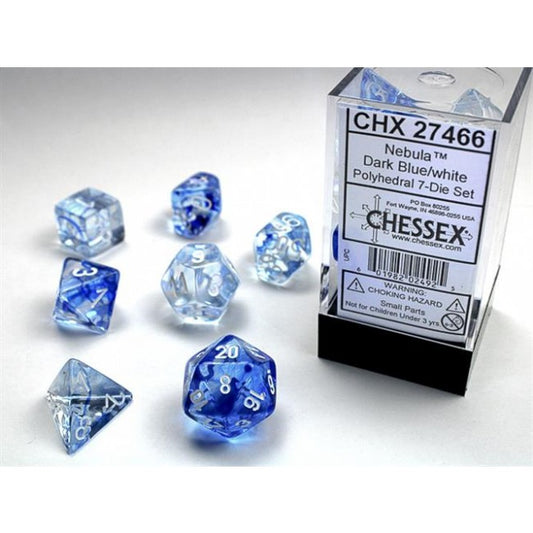 CHX 27466 - SET 7 DADI POLIEDRICI - NEBULA DARK BLUE W/WHITE