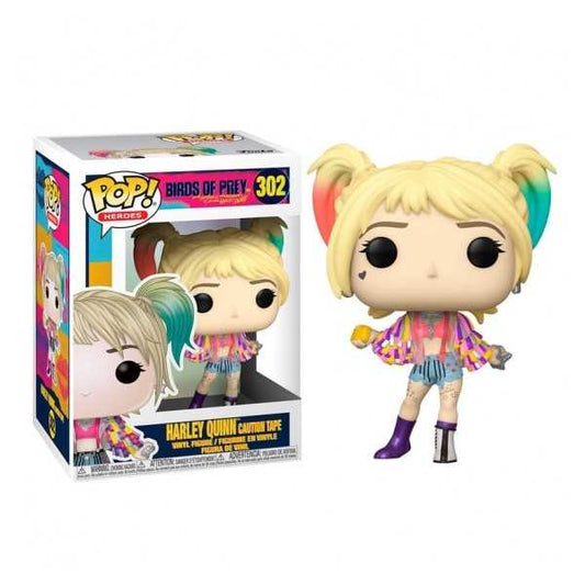 BIRDS OF PREY: HARLEY QUINN - POP FUNKO VINYL FIGURE 302 HARLEY QUINN (CAUTION TAPE) 9CM