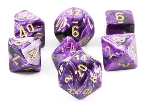 CHX 27437 - SET 7 DADI POLIEDRICI - VORTEX PURPLE W/GOLD LUMINARY