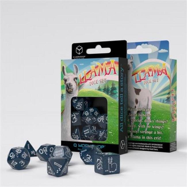 SLLA3F - SET 7 DADI - SHIMMERING LLAMA LAMA DICE SET