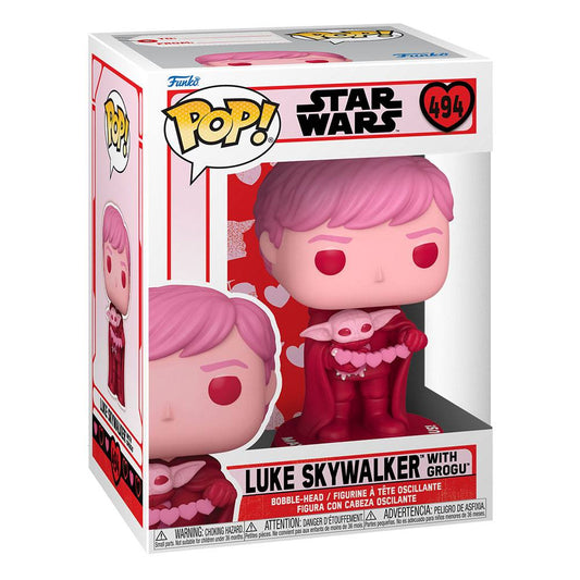 Star Wars Valentines Funko POP! Star Wars Vinyl Figure 494 Luke Skywalker with Grogu 9 cm