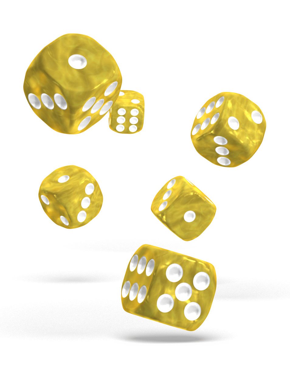 Oakie Doakie Dice D6 Dice 16 mm Marble - Yellow (12)