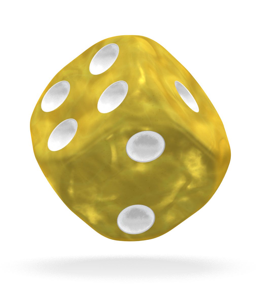 Oakie Doakie Dice D6 Dice 16 mm Marble - Yellow (12)